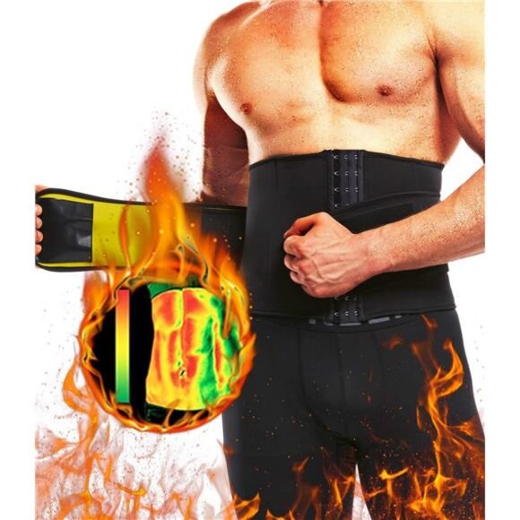 Waist Trainer for Men Sweat Belt - Sauna Trimmer Stomach Wraps Workout Band - Picture 4 of 7